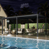 MASTERCANOPY 12’ X 16’ Louvered Pergola Outdoor Aluminum Patio Pergola with Adjustable Roof for Deck Backyard Garden (Black) MASTERCANOPY