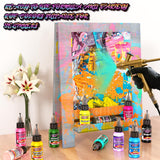Airbrush Paint Set, 45 Brilliant Colors Air Brush Painting Set with 3 Paint Thinners, Water-Based Acrylic Air Brush Paint for Plastic Models, Metal, Canvas, Wood - 48 Bottles x 0.7 fl oz(20 ml) Muloen