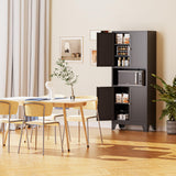 Boegica 69" Tall Modern Kitchen Pantry,Metal Storage Cabinet with Adjustable Shelves,Pantry Storage Cabinet with 6-Tier,Freestanding Cupboard for Kitchen,Dining Room,Living Room,Bathroom,Black Boegica