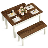 LITTLE TREE Dining Table Set for 4, Small Space Saving Farmhouse Kitchen Chairs, Compact 3-Piece Kitchen and Dining Room Furniture with 2 Wood Benches LITTLE TREE