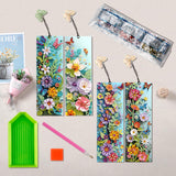 RUIFUU 4 Pcs 5D Flowers and Butterfly Diamond Art Bookmarks,DIY Diamond Painting Book Marks with Rhinestone Tassel for Graduation Birthday Reader Gifts RUIFUU
