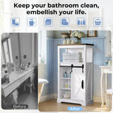 KOLIGEY Farmhouse Storage Cabinet, White Bathroom Storage Cabinet Small Hutch with Door Freestanding, for Coffee Bar, Bathroom, Laundry, Living Room, Kitchen - 24" W x 42" H KOLIGEY