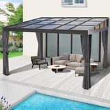 Raysfung 10' x 13' Polycarbonate Hardtop Gazebo,Wall Mounted Gazebo with Aluminum Frame Lean to Gazebo Pergola with Sloping Roof for Outdoor, Backyard, Patio Raysfung