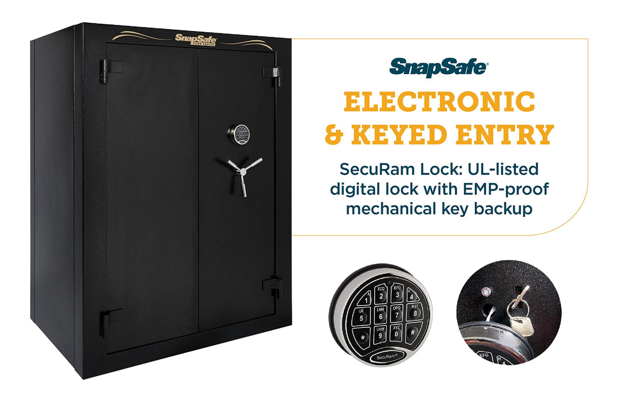 SnapSafe Super Titan Double Door Digital Modular Safe, 59" H x 46" W x 30" D- Matte Black SnapSafe
