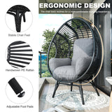 LUTINLIX Oversized Wicker Egg Chair Outdoor Indoor,Patio Lounge Chair with Thicken Cushions & Durable Steel Frame, Egg Basket Chair 500lbs Capacity for Garden, Backyard, Porch,Bedroom (Black-Regular) LUTINLIX