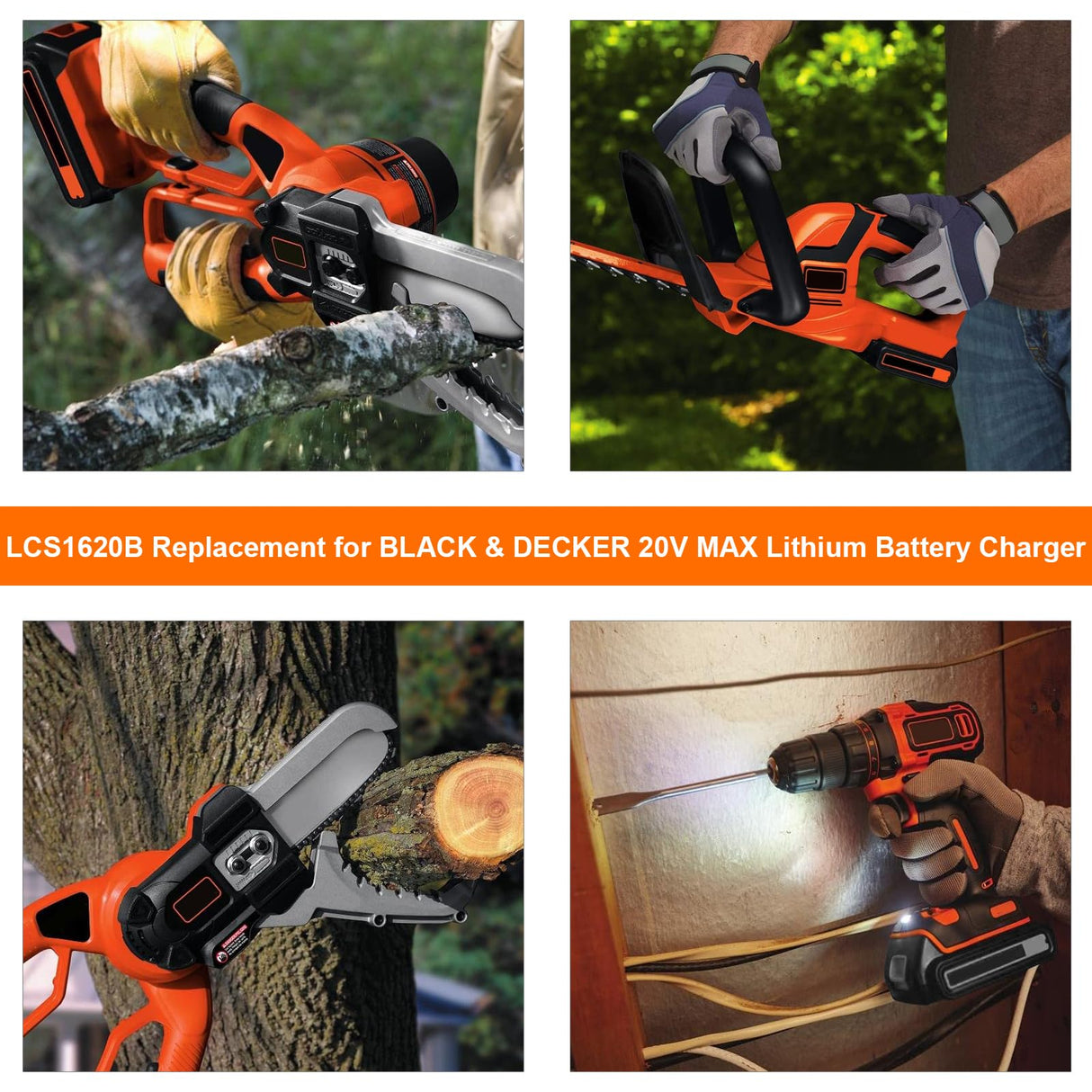 Tacerny LCS1620B Compatible with Black and Decker 20V Lithium Battery Charger, Compatible with Black and Decker 12V and 20V MAX Battery LBXR20 Tacerny