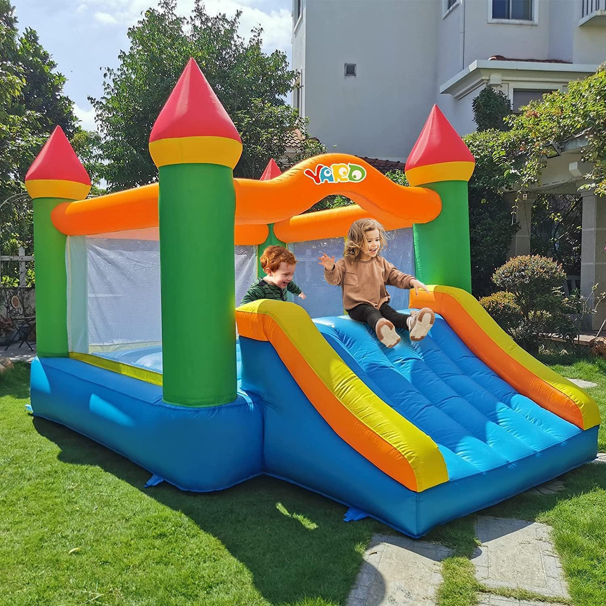 YARD Bounce House, Inflatable Bounce House with Slide for Kids 5-12, Bouncy House with Blower for Outdoor Backyard/Indoor, 12ft x 9ft x 8ft Bouncy Castle, Jump House for Adult Toddlers Kids Party YARD