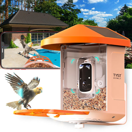 Smart Bird Feeder with Camera Solar Powered, AI Recognition,Auto-Record HD Bird Feeder Camera for Bird Watching TYSTDIRCT