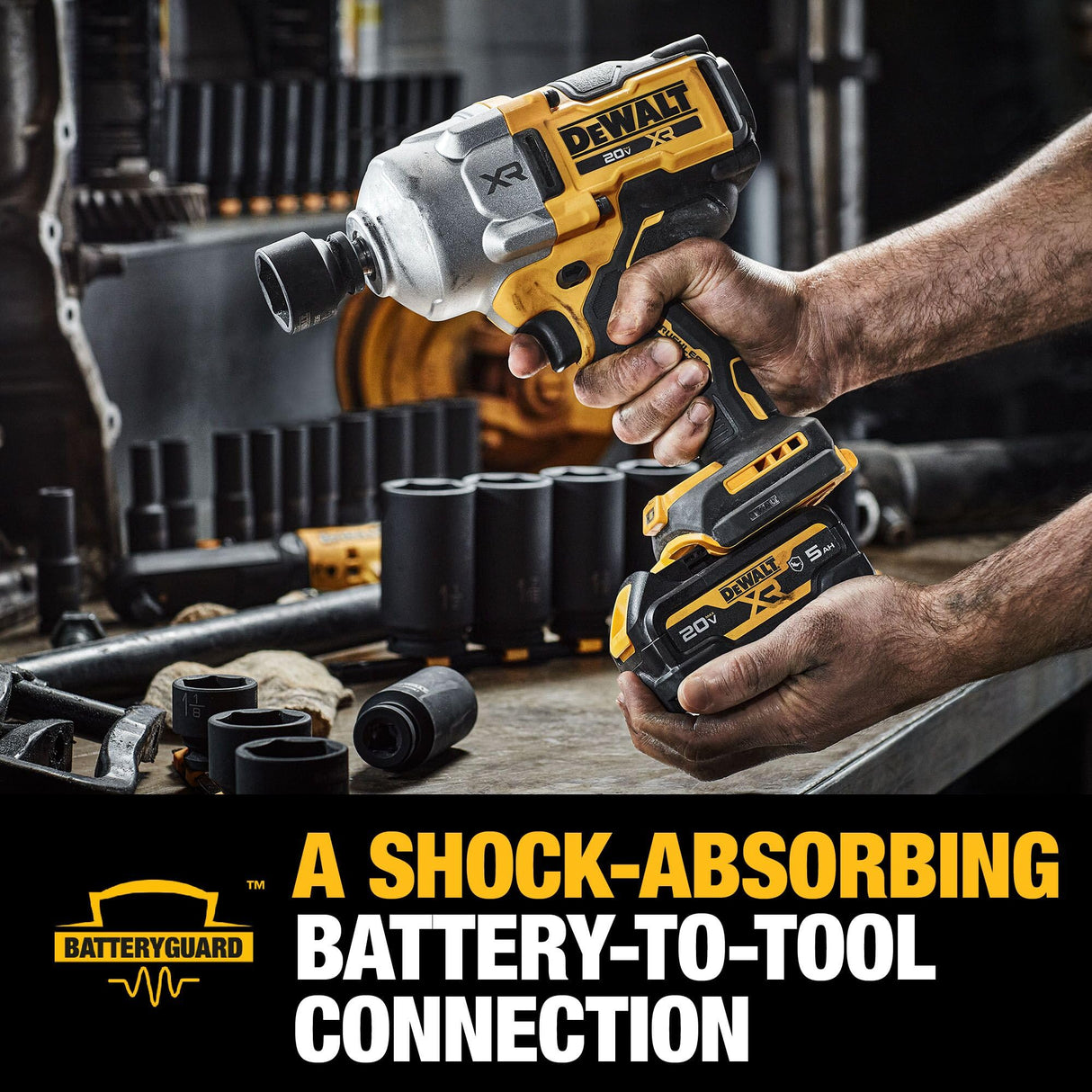 DEWALT 20V MAX XR 1/2 Inch Cordless Impact Wrench Kit with Hog Ring Anvil, Battery and Charger Included (DCF961GP1) DEWALT