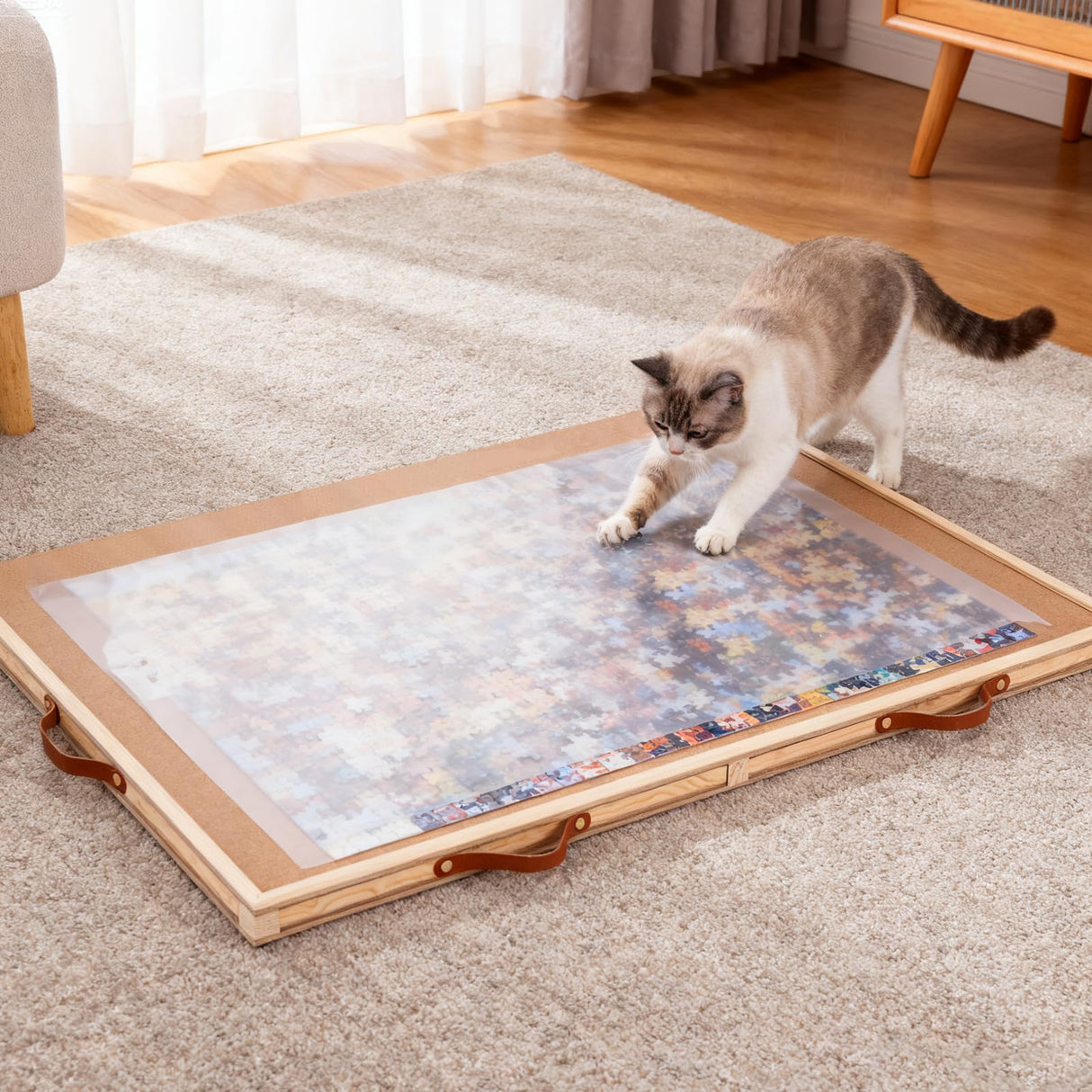 USEFULTEK 1500 Pieces Rotating Puzzle Board with 6 Drawers & Cover, 27"x35" Portable Wooden Jigsaw Puzzle Table for Adults, Lazy Susan Spinning Puzzle Board w/h 2 Large, 4 Small Drawers for Gift USEFULTEK
