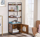 BEWISHOME Cat Litter Box Enclosure Furniture, Hidden Litter Box Furniture for Living Room, Large Cat Furniture with 4 Tier Shelves and Door, Rusitc Brown, CMW06Z BEWISHOME