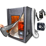 Makacces Resin 3D Printer Enclosure with Ventilation, 12V Fan Vent Pipe with Speed Controller, Fire Resistant Fabric,UV Light Shelter, Ventilate Resin Smell, Keep Warm, for Common LCD 3D Printers Makacces