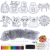 Winlyn 30 Sets Halloween Suncatchers Ornaments Decorations DIY Window Paint Art Suncatchers Halloween Craft Kits Jack-O'-Lantern Ghost Spider Sun Catchers for Kids Classroom Activities Art Project Winlyn