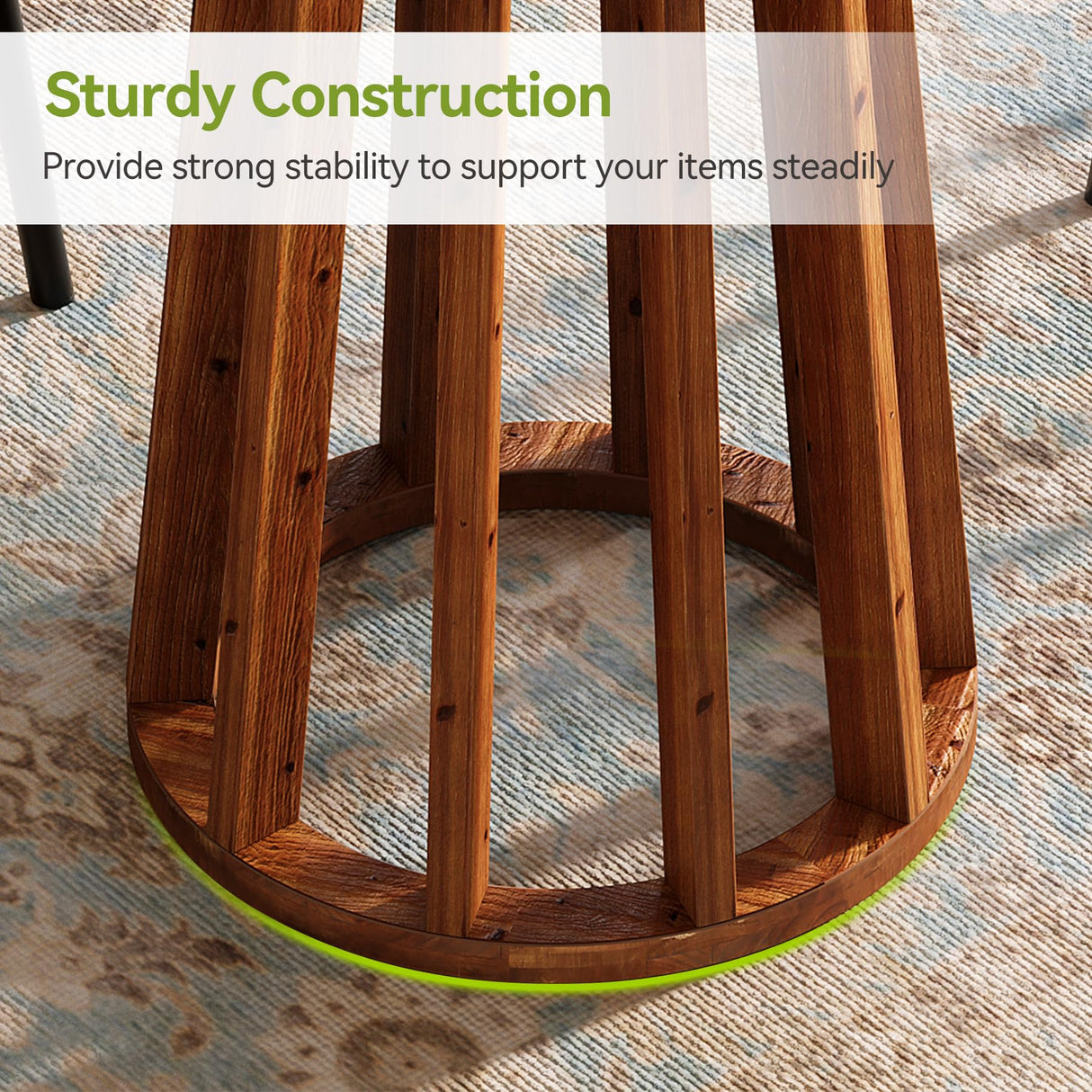 LITTLE TREE Round Bar Table, 37.6 inch H Farmhouse Wooden Bistro Pub Table with Solid Wood Legs, Small Pub Cocktail Tables for Dining, Cafe, Living Room, Apartment, Balcony LITTLE TREE