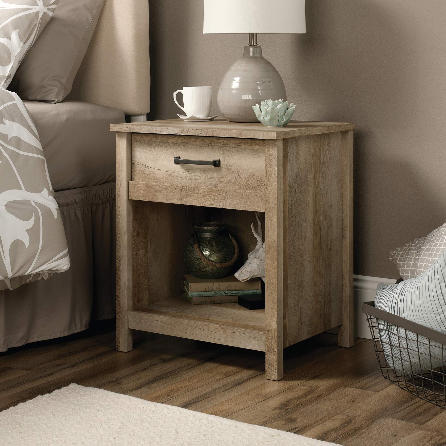 Sauder Cannery Bridge Night Stand, Lintel Oak finish - WoodArtSupply