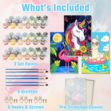 cviokrdu 3 Pack Framed Paint by Numbers Kit for Kids Ages 8-12, Animal Paint by Number for Beginners, DIY Easy Alpaca Flamingo Acrylic Oil Painting Kits on Canvas for Home Wall Decor (8x12 inch) cviokrdu