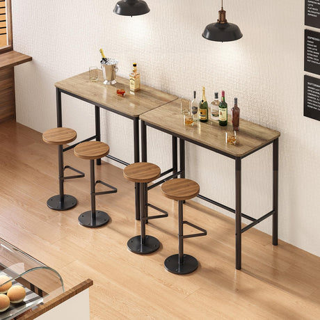 Farini 47 inch Counter Height Bar Table, Rectangular Dining Counter Tables with Metal Legs,Brown Farini
