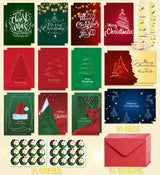 HSHFAMIIY Christmas Cards, Stocking Stuffers for Adults, 24 Pcs Christmas Cards with Envelopes & Stickers,4 x 6 Inch,Blank Holiday Greeting Card Set,Xmas Gift Bags HSHFAMIIY