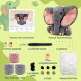 CODGP Crochet Kit,13in Crochet Animal Kit Elephant,Crochet Starter Kit Gift for Adults Kids with Yarn Sets,Amigurumi Crochet Kits with Step-by-Step Video Tutorials CODGP