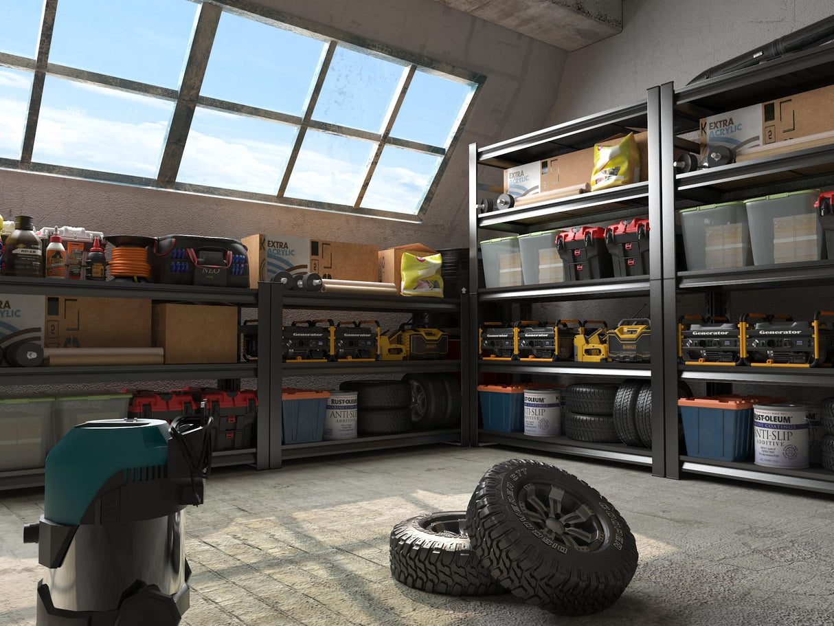 72''H Garage Shelving, Heavy Duty 36''W Storage Shelves, 2500lbs Adjustable 5 Tier Metal Shelves for Storage Rack, Commercial Garage Shelves, Industrial Utility Shelf,16" D X 36" W X 72" H,Black PRESTELION