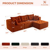 MAXYOYO Modular Sectional Sofa Couch, L Shaped Modern Cloud Couch with 1 Ottoman, Sofa in A Box, Tufted 4-Seat Boneless Sleeper Chair for Living Room, No Assembly Required, Orange MAXYOYO