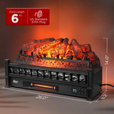 TURBRO Eternal Flame 26 in. WiFi Infrared Quartz Electric Fireplace Log Heater with Sound Crackling, Realistic Pinewood Logs, Adjustable Flame Colors, Remote Control, Thermostat, Timer, 1500W Black TURBRO