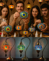 DEMMEX DIY Turkish Mosaic Lamp Making Kit – No Grout Needed – Fun, Easy, No Experience Required – Complete Mosaic Art & Craft Project Kit for Adults & Teens – Make Your Own Table Lamp (Turquoise) DEMMEX