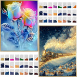 xingyangyuanfei Rose and Train Diamond Painting Kits for Adults, 2-Piece 5D Full Drill Diamond Art, 12x16 Inch Home Wall Decor xingyangyuanfei