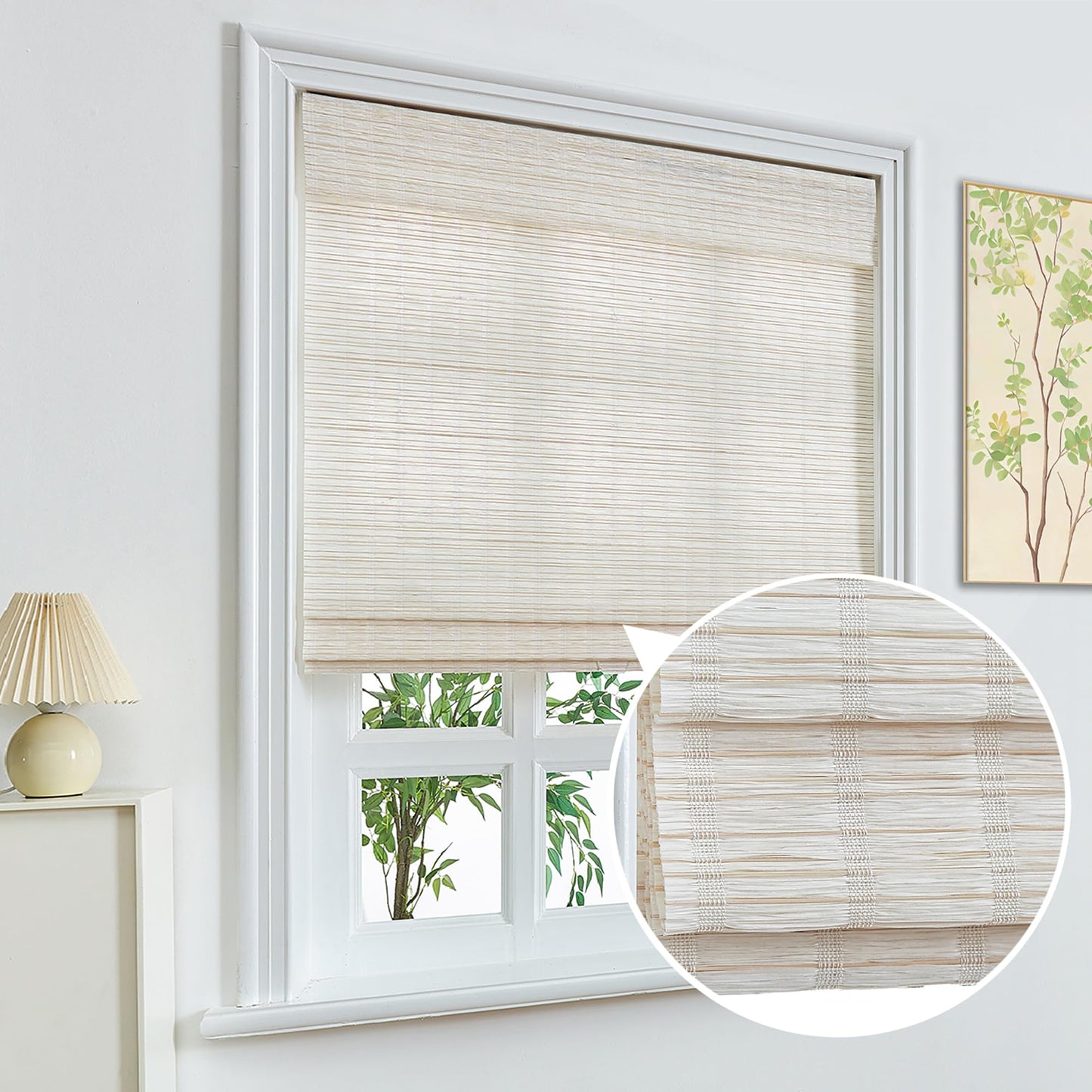 Custom Cordless Bamboo Roman Shades by Fredesign for Stylish Windows and Doors