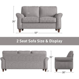Bonzy Home 57" Loveseat Sofa, 2 Seater Sofa for Living Room, Upholstered Comfy Sofa Couch for Small Space, Living Room, Apartment, Office, Grey Bonzy Home