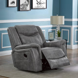 Coaster Home Furnishings - Conrad - Leatherette Upholstered Glider Recliner Chair with Overstuffed Arms, Pocket Coil Seating, and Ergonomic Lever - Living Room - 33-Inch - Gray - 650356 Coaster Fine Furniture