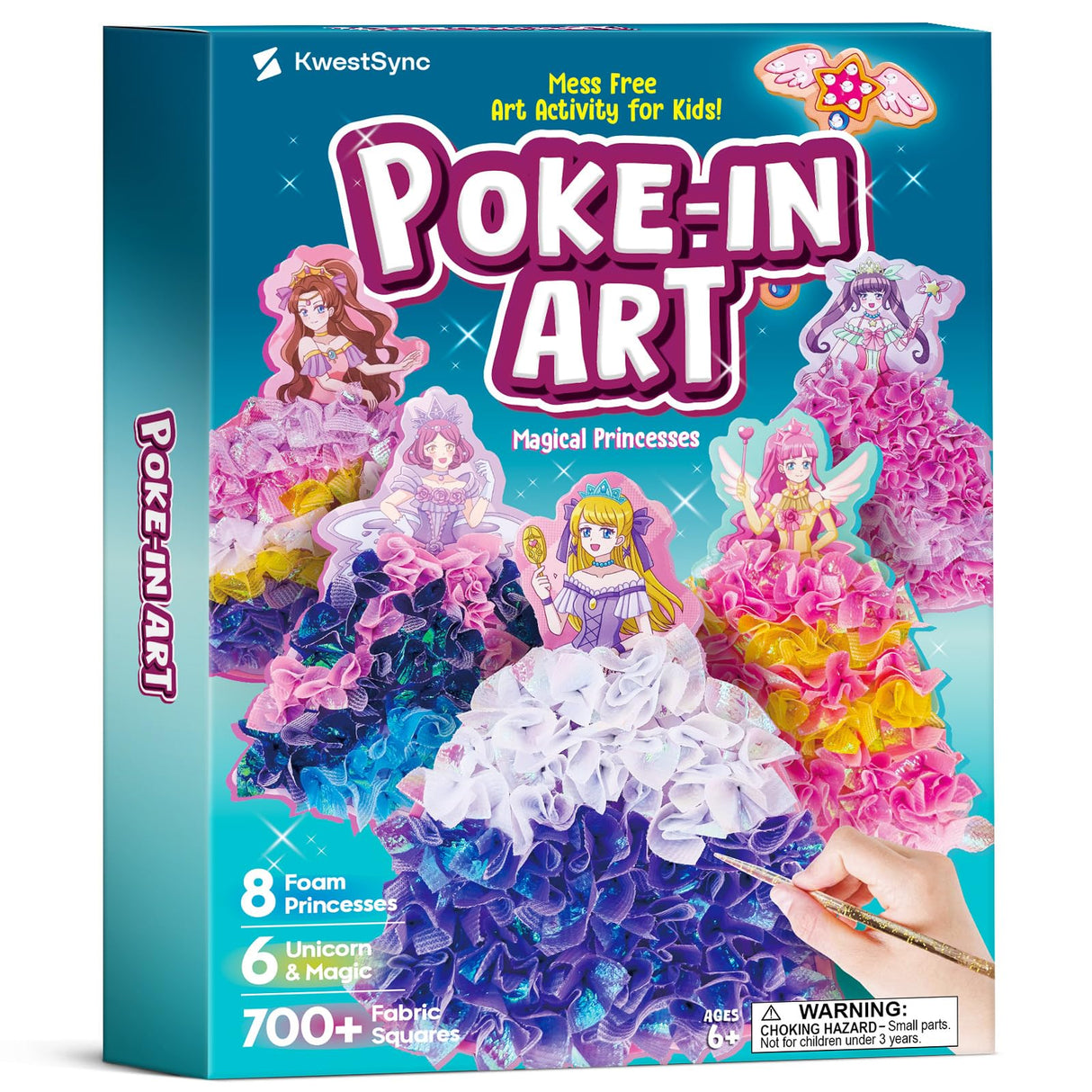 KwestSync Poke in Art Princess Crafts - DIY 8 Magical Princesses & 6 Accessories - Arts and Crafts for Kids Ages 6-8, 8-12, Birthday Gifts for Girls and Boys 6 7 8 9 Years Old KwestSync
