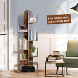 DOZILY Cactus Tree Bookshelf, 5-Tier Wood 50" Tall Corner Storage Rack for CDs/Movies/Books, Small Space-Saving Organizer Shelves for Living Room, Bedroom, Home Office (Rustic Brown) DOZILY