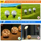 MLKNK Solar Globe Lights Outdoor Waterproof-Solar Balls-Solar Garden Lights-Solar Orbs for Outside 4 Pack Cracked Glass Ball for Lawn Patio Yard Backyard Decorations MLKNK