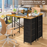 DAOUTIME Computer Desk with 4 Fabric Drawers, 35.4 Inch Small Home Office Writing Desk, Simple Table PC Desk for Small Places, Kids Girls Teen Study Writing Desk for Bedroom Dorm Rustic Brown DAOUTIME