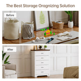 Airynee Farmhouse 5 Drawer Dresser for Bedroom, 47" Tall Chest of Drawers, Wood White Dresser with Deep Drawers, Storage Dressers Organizer for Bedroom, Living Room, Hallay, White Airynee