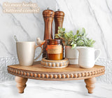Corner Pedestal Stand Rustic Decor Riser for Display - Farmhouse Wood Rounded Beaded Tray for Kitchen and Bathroom Countertop Organizer, Coffee Bar, Plant Stand with Removable Feet (Rustic White) Felt Creative Home Goods