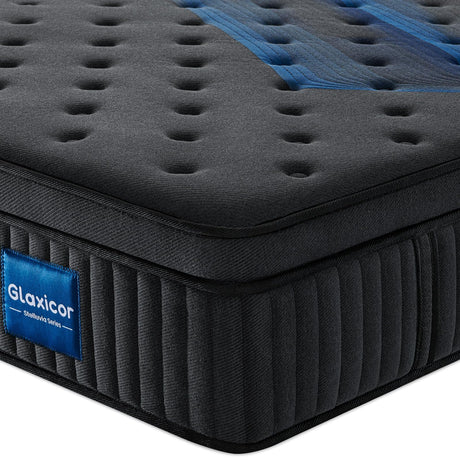Glaxicor Queen Mattress, 14 Inch Gel Memory Foam Hybrid Mattress with Moisture-Wicking Cover, Fiberglass Free, No Motion Isolation & Responsive Support, Luxury Queen Mattresses Glaxicor