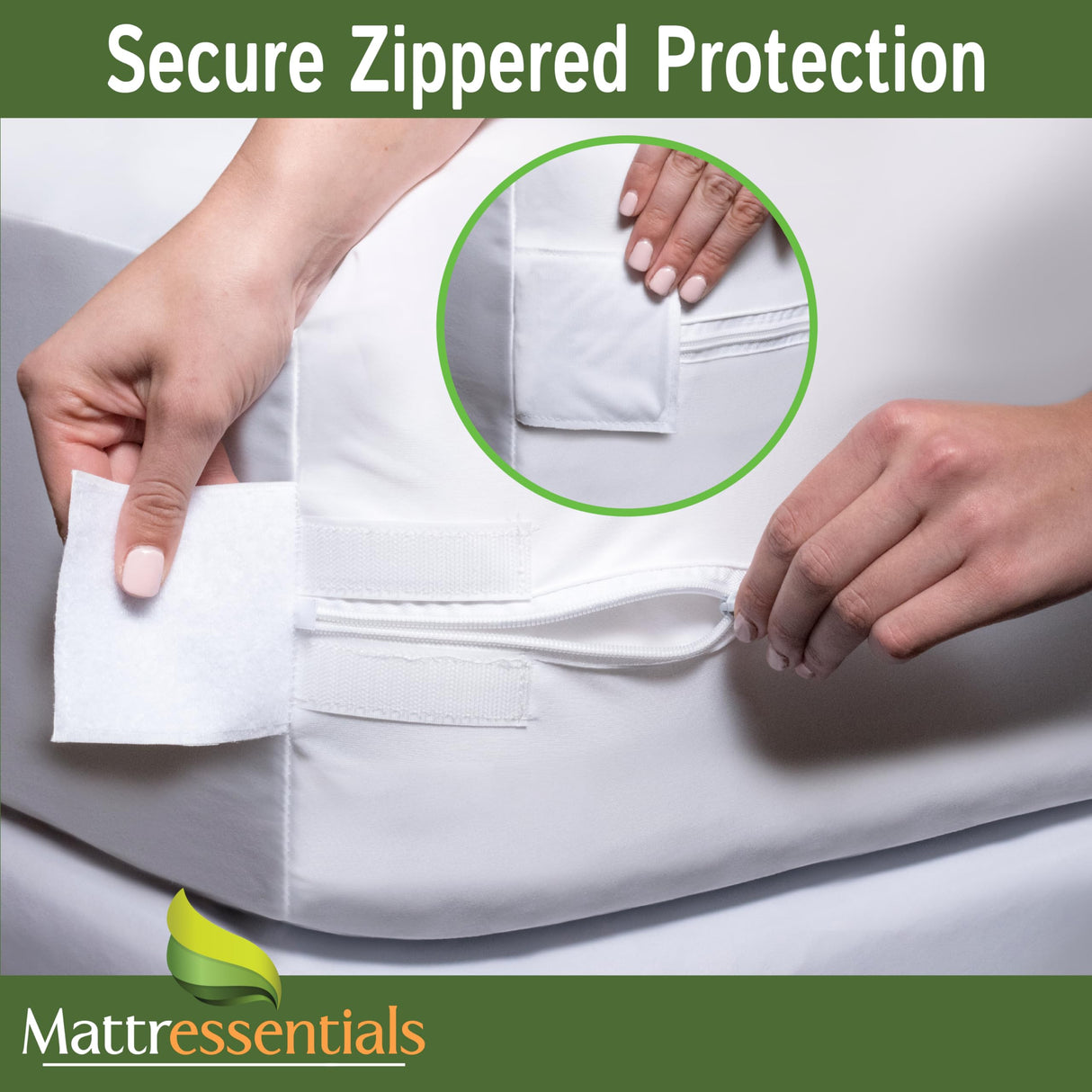 Zippered Queen Mattress Protector (14"-16" Depth) - Bed Bug Waterproof Mattress Cover, Premium Quality Hypoallergenic Encasement White Mattressentials