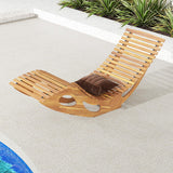 Tangkula Outdoor Chaise Lounge Chair, Acacia Wood Rocking Sun Lounger with Slatted Backrest and Seat, Wooden Rocker Lounge Chair for Patio, Garden and Poolside Tangkula