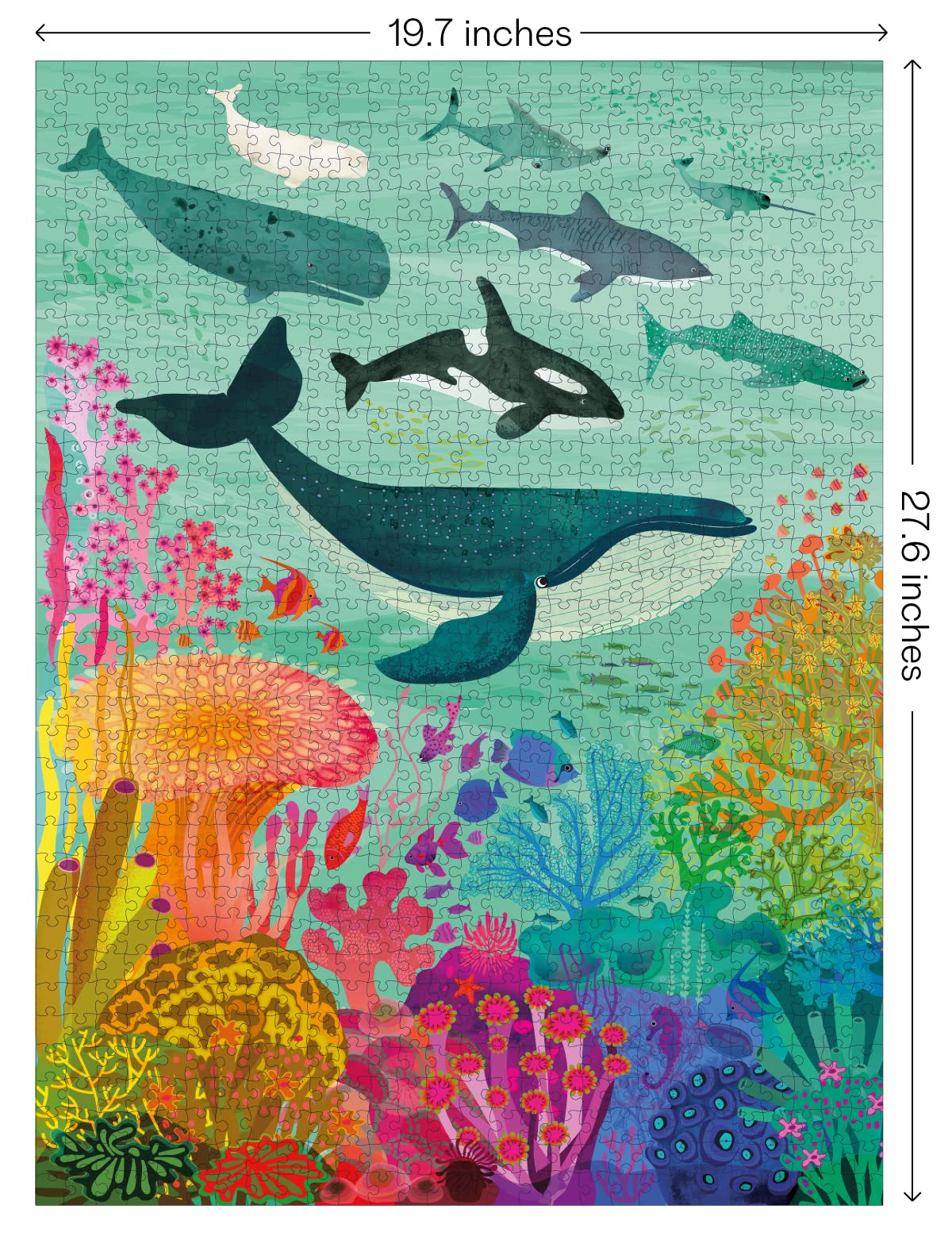Elena Essex Puzzles for Adults 1000 Pieces - Ocean Deep/Jigsaw Puzzles 1000 Pieces for Adults / 1000 Piece Puzzle/Cool Whale Shark Coral Reef Puzzle/Puzzle Size 20 x 28 inches Elena Essex