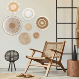 7 Pack Boho Wall Basket Decor - Seagrass Rattan Wicker Wall Decor Round Handmade Hanging Rustic Flat Elegant Wall Art for Farmhouse Living Rooms Bedrooms Display Table Settings Kitchen Home Dimpola