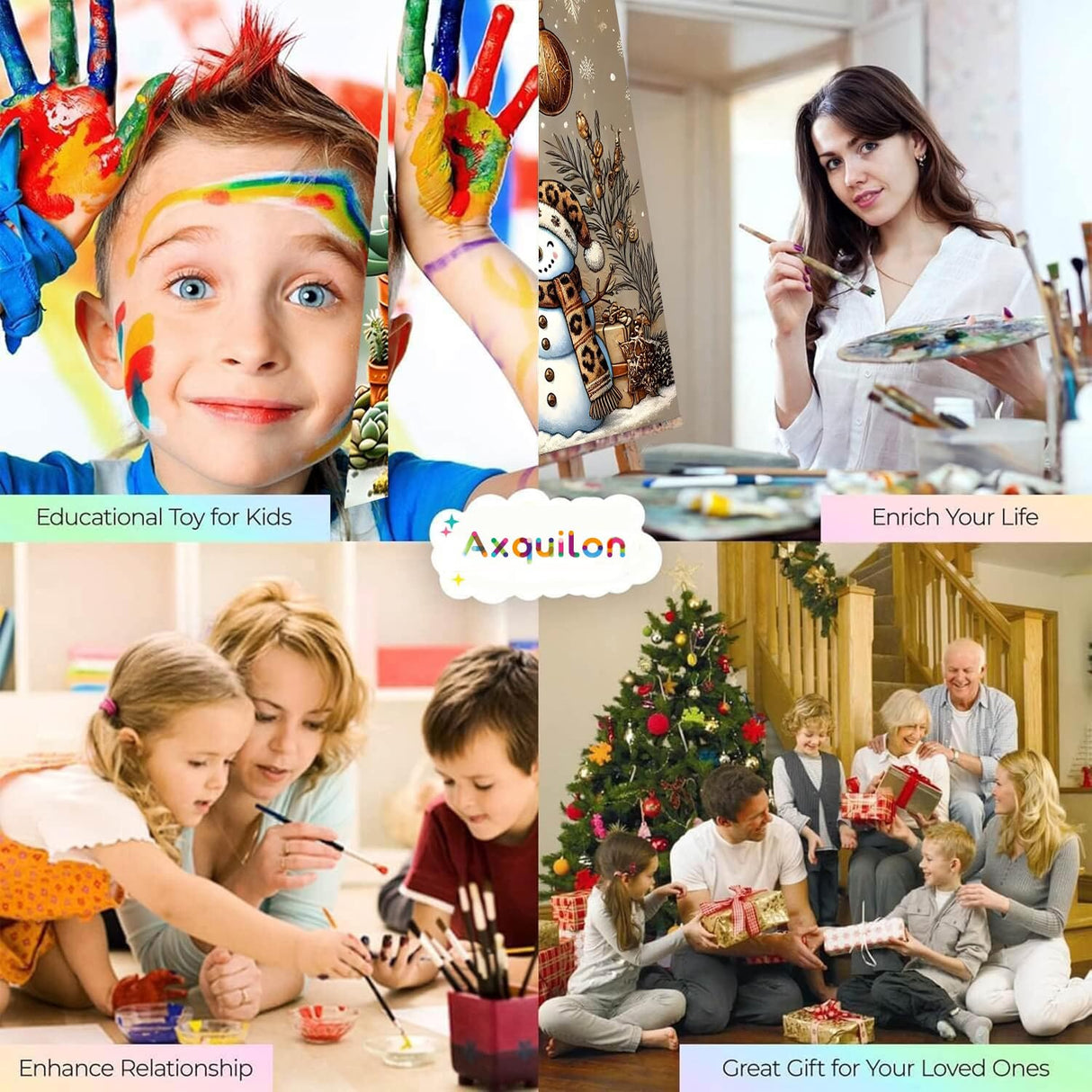 Axquilon Christmas Paint by Numbers Kit for Adults Beginner-Highland Cow Adult Paint by Number Kits on Canvas, Easy Adults' Paint-by-Number Kits for Gift Home Wall Decor 20x16in Axquilon