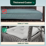 Niubya 3 Piece Wicker Rocking Chair Patio Furniture Sets, Outdoor Wicker Bistro Rattan Chair Conversation Sets with Cushions and Coffee Table, Grey and Brown Niubya