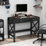 ChooChoo Home Office Desk Writing Computer Table Modern Design Black Desk with Drawers, Makeup Vanity Table ChooChoo