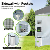 CROWN SHADES Canopy Tent 10x10 Pop Up Canopy Outdoor Shade with Pockets Sidewall, Easy Up Sun Shelter with One Person Set Up Center Lock, Portable Instant Camping Beach Canopy Tents, Grid Grey CROWN SHADES