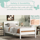 Duxelifin Twin Bed Frames Wood, Wood Twin Bed Frame with Headboard and Footboard, Platform Bed for Bedroom, Guset Room, No Box Spring Needed, White Duxelifin