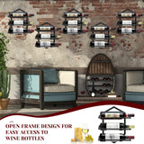 YALINKA 2Pcs Wall Mounted Wine Stemware Rack, Metal Hanging Wine Glass Display Holde Holds 3 Bottles, Elegant Storage for Kitchen Dining Room Bar Wine Cellar YALINKA