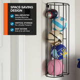 Vertical Ball Storage Rack, Wall-Mounted Garage Sports Equipment Organizer, Soccer Ball, Volley Ball, Football, and Basketball Holder, Space-Saving Vertical Ball Rack for Garage, Gym, or Playroom Modern Innovations