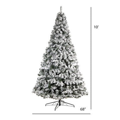 Nearly Natural 10ft. Flocked West Virginia Fir Artificial Christmas Tree with 1680 Bendable Branches